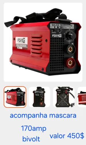 Maquina de solda fortg 170a Bivolt profissional acompanha máscara