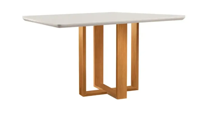 Mesa Evelin 160x90 MR Tampo Malaga MDF.Vdr e Base Evelin Imbuia Mel.Off White Carvalho Dec