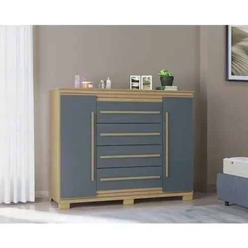 Cômoda Valencia 2p 4g ripado/cinza 