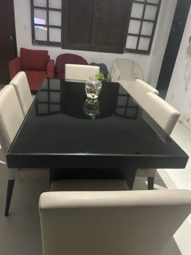 Conjunto mesa de jantar madeira maciça 