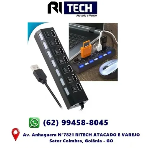 Hub Usb 7 Portas Para Pen Drive E Pc Funcional USB 2.0