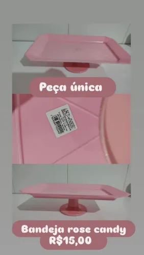 Bandeja de acrílico rosa com base 