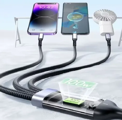 Carregador Triplo 100W para Celulares, Tablets e Outros Dispositivos
