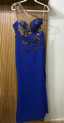 Vestido de Festa Azul Royal com Pedrarias
