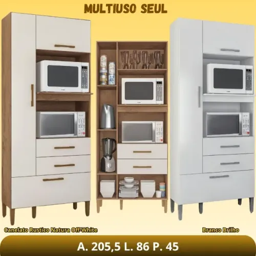 Paneleiro com 2 nichos para forno e microondas