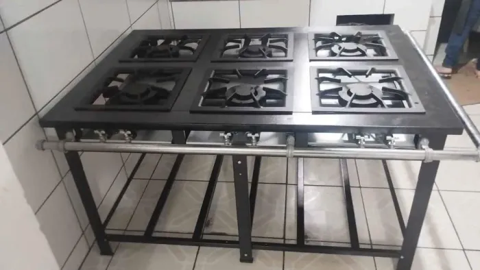 Fogão Industrial aço carbono6 queimadores Duplos Venâncio pronta entrega - Marcos 