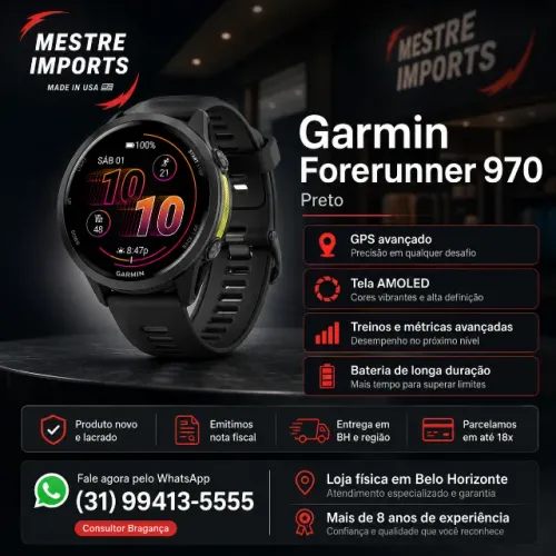 Garmin Forerunner 970 Preto Novo Lacrado GPS AMOLED