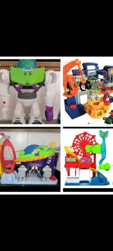 Coleção Toy Story Mattel Robô gigante, Parque, Piizza Planet+ Compactador lixo grande