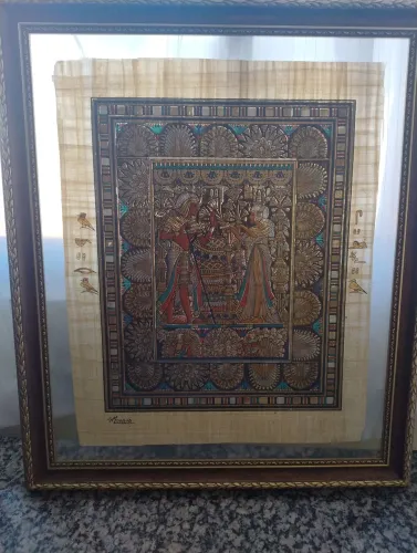 Quadro de papiro Ramsés e Nefertari original