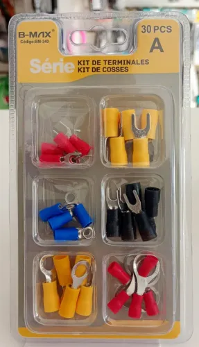 Kit de Terminais Elétricos 30 Peças Tipo Olhal e Garfo - Novo 