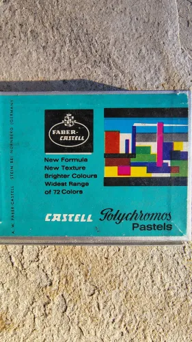 Raridade Estojo FABER CASTELL Alemão c/12 Giz Pastel Polychromos N° 9286 década de 60