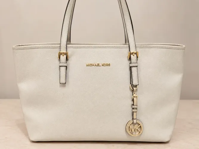 BOLSA MICHAEL KORS ORIGINAL EM COURO - TOTE GRANDE - OFF-WHITE