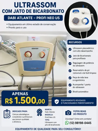 Ultrassom dabi + jato de bicarbonato odontológico