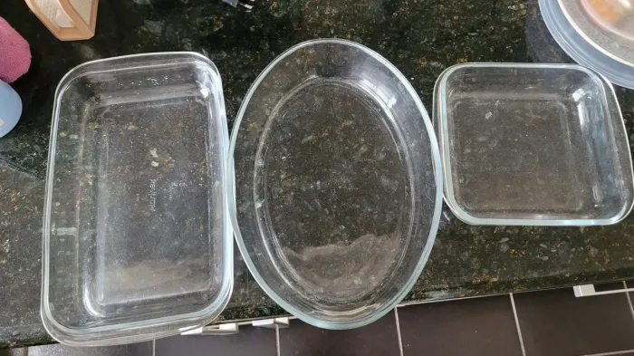 3 travessas de vidro