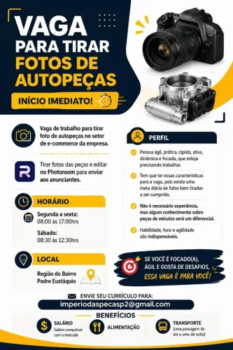 VAGA PARA TIRAR FOTOS DE AUTOPEÇAS