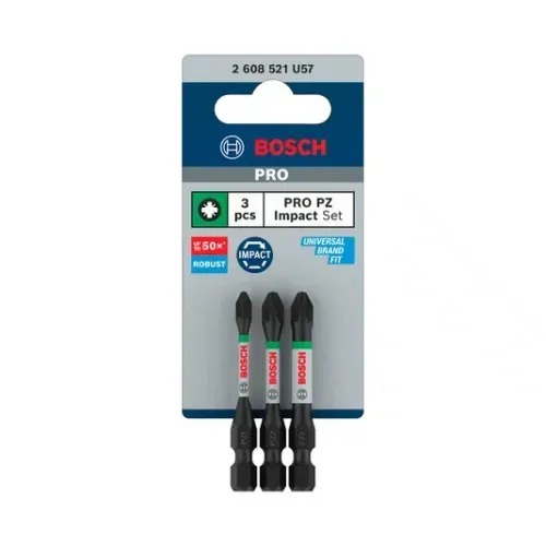 Bosch 3 Bits Pz1/Pz2/Pz3 Pro Impact 1/4" 55Mm