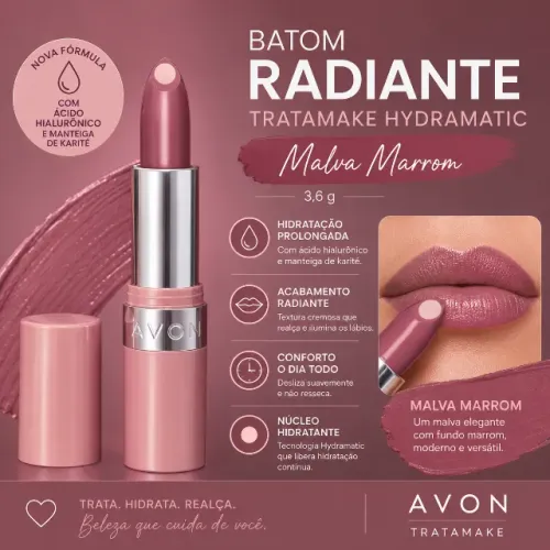 Batom Radiante Avon Tratamake Malva Marrom