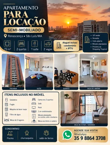 Apartamento semi-mobiliado para locação - Renascença | São Luís
