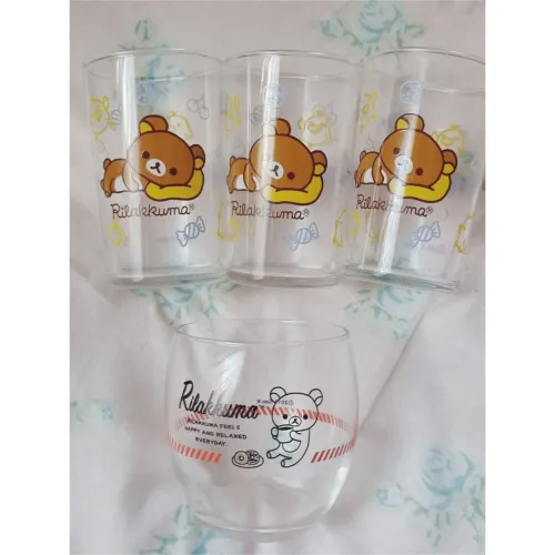 conjunto copos trio 180 ml + copo arredondado rilakkuma - originais san x