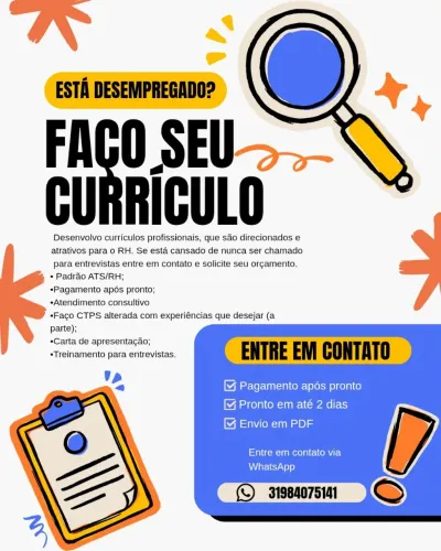 Faço currículo e carteira de trabalho 
