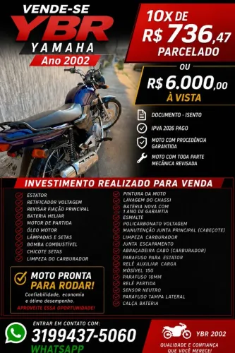 YBR 2002 REVISADA E PRONTA PARA ANDAR