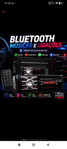 Som mp3 com entrada USB/ SD E bluetooth 