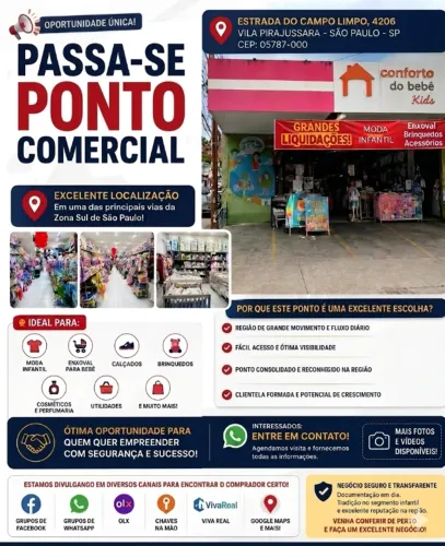 Venda de Ponto Comercial Estrada do Campo Limpo 373m2