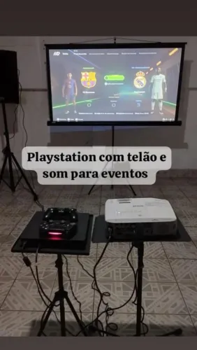 Playstation com telão, projeção e som para eventos (Locação)