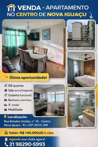 Vendo apartamento 02 quartos, mobiliado. Bairro: Metropole, Nova Iguaçu/RJ.
