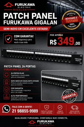 Patch Panel 24 portas Furukawa Gigalan semi-novo com garantia