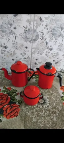Conjunto de chá ferro esmaltado