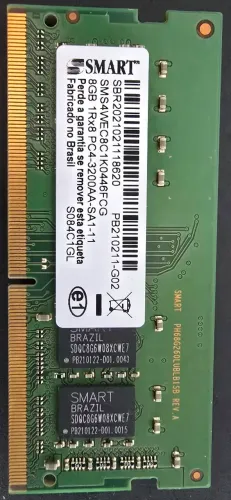 Memória RAM 8GB DDR4 3200MHz para Notebook (Original Dell / Smart)