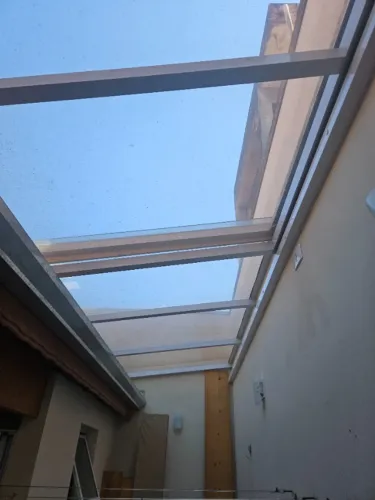 Telhado de Vidro Retrátil 6m x 1,5cm Completo Alumínio Branco Pronto para Instalar