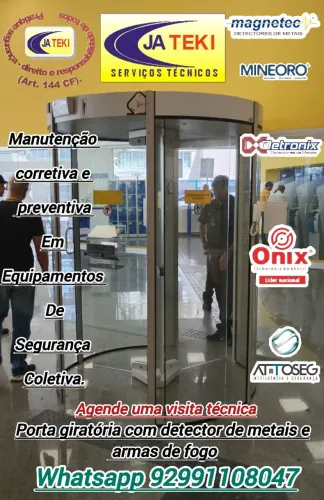 Conserto de porta giratória com detector de metais