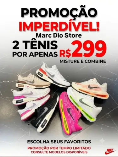 Tênis em promoção 2 tênis por 299,90