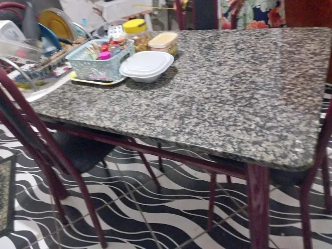 Mesa com 6 cadeiras Mesa ferro com marmore
