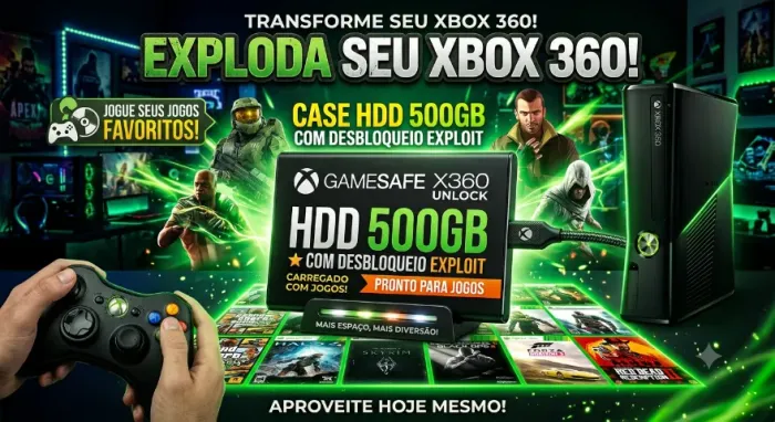 HD 500GB para Xbox 360 - Com Exploit