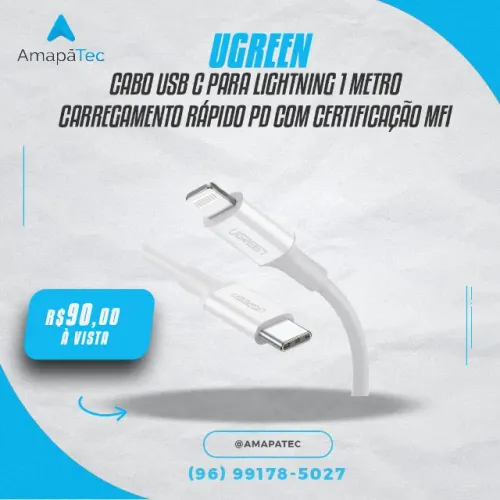 Cabo Ugreen Usb-C / Lightning 1 Metro Mfi 3a