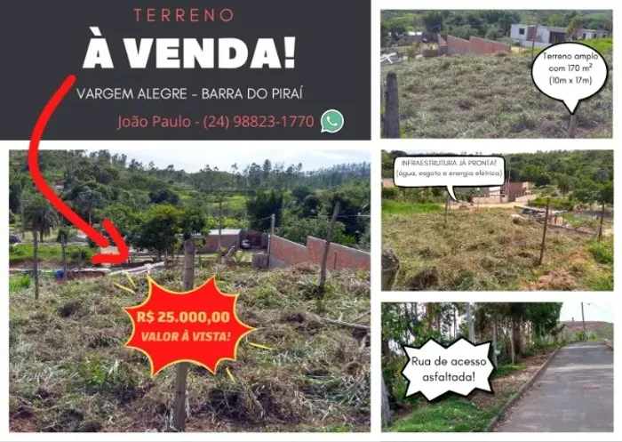 TERRENO À VENDA EM VARGEM ALEGRE - BARRA DO PIRAÍ/RJ