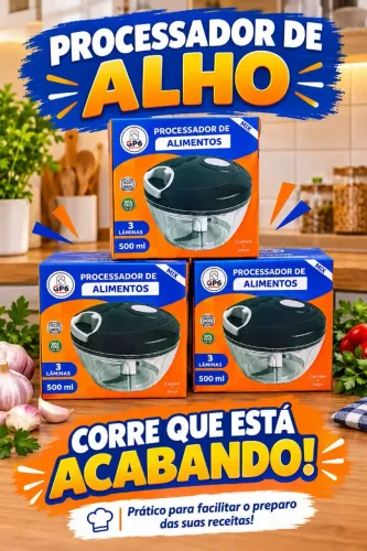 Processador E Triturador De Alho Manual Com 3 Lâminas