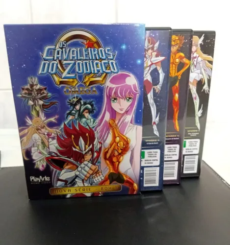 Dvds Os Cavaleiros do Zodíaco ÔMEGA - Box 1 com 3 dvds - Original Playarte.