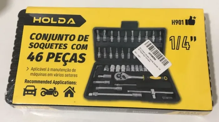 Chave Catraca Canhão Holda 1/4" com 46 Peças Aço Carbono - LACRADO