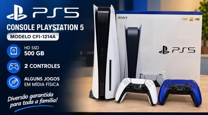 PS5 CFI-1214A + 2 Controles + Jogos em Mídia Física