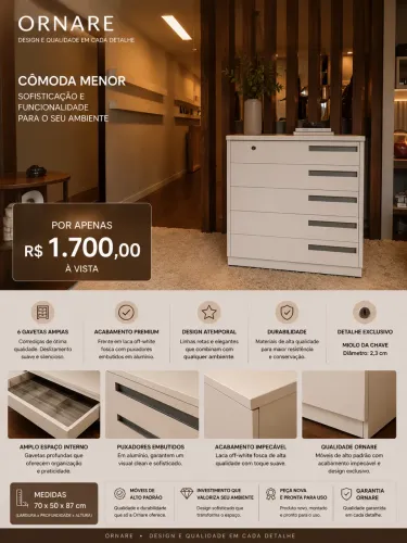 Cômoda Ornare Original - Off White | 6 Gavetas | Excelente Estado | R$ 1.700