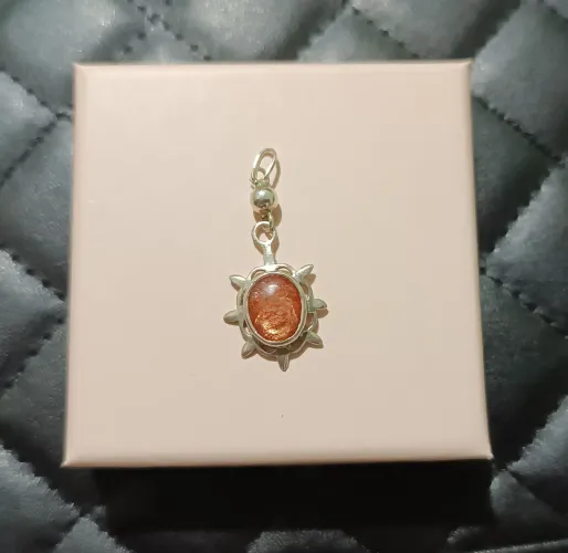 Pingente prata 925 com heliolita 