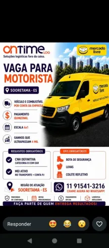 Vaga para motorista!