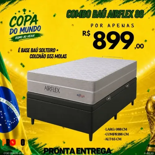 Base baú + colchão solteiro D33 (Pague na entrega)