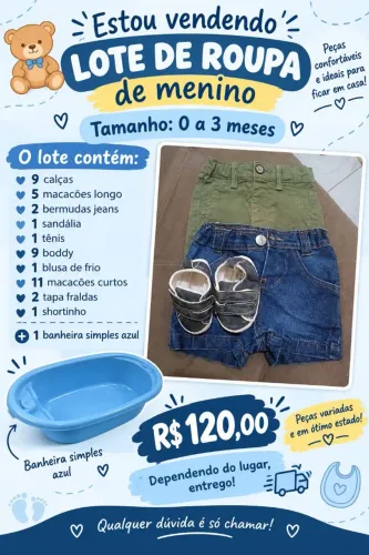 Roupa de menino 0/3 meses