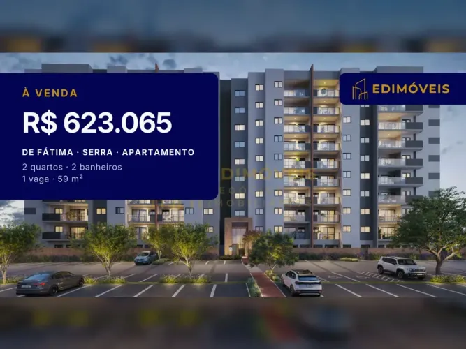 De Fátima: Apartamento 2 quartos com piscina e espaços gourmet