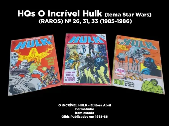 HQs RARAS do Incrível Hulk (tema Star Wars) 3 volumes - Editora Abril